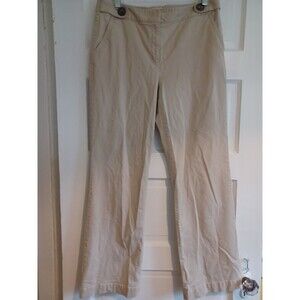 Talbots vintage wide leg khaki pants 10 cotton stretch pockets button accents